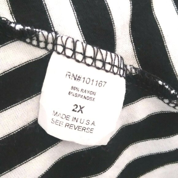 Cha Cha Vente Plus Size 2X Maxi Skirt Womens Black White Striped Asymmetric - Picture 7 of 8